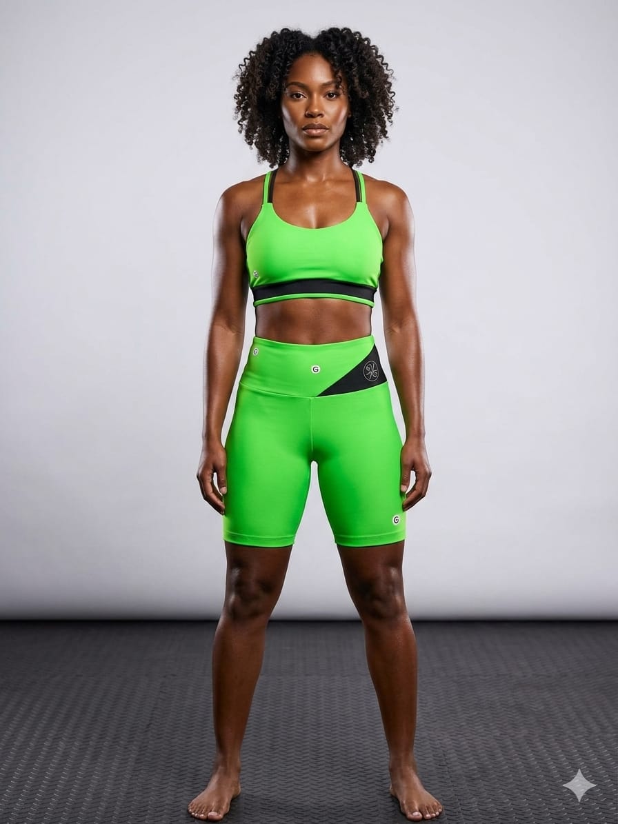 Conjunto Fitness Feminino Verde com Detalhe Preto M Verde