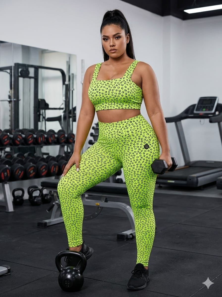 Conjunto Fitness Feminino Calça Patinhas M G Outlet Verde