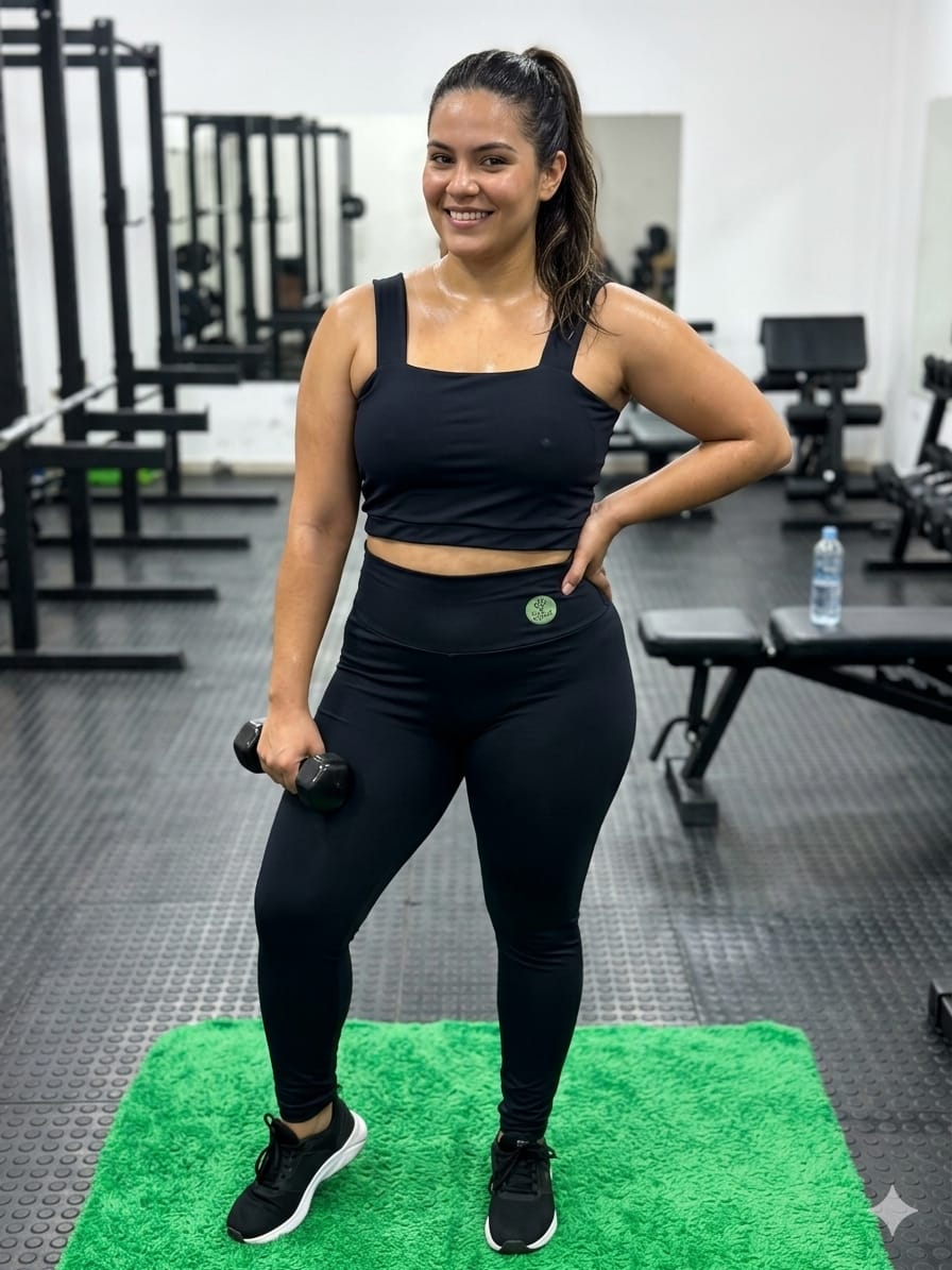 Conjunto Fitness Feminino Calça Preto Alça Reforçada GG Outlet Preto