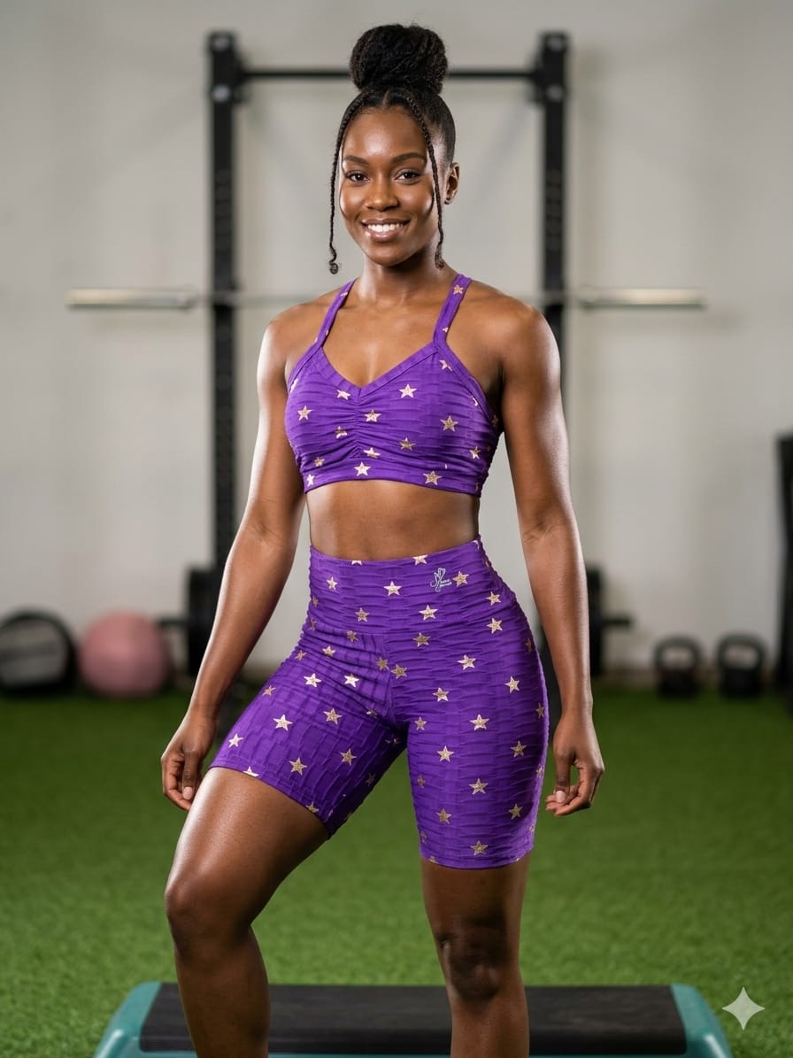 Conjunto Fitness Feminino Bermuda Mulher Maravilha M Outlet Roxo
