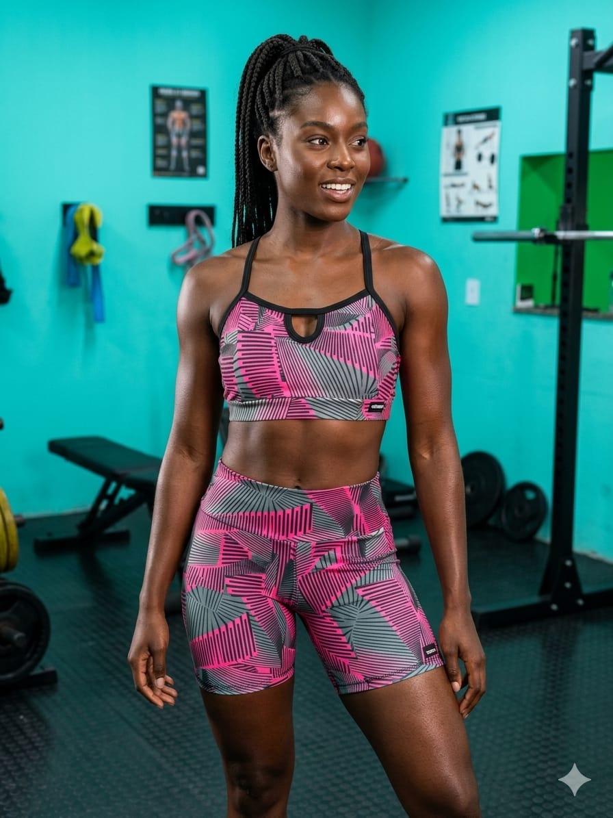 Conjunto Fitness Feminino Colorido M Estica M Outlet Rosa
