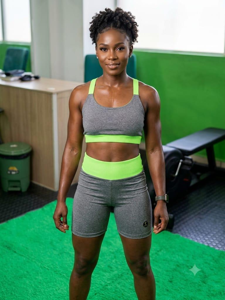 Conjunto Fitness Feminino Cinza com Verde M Outlet Cinza