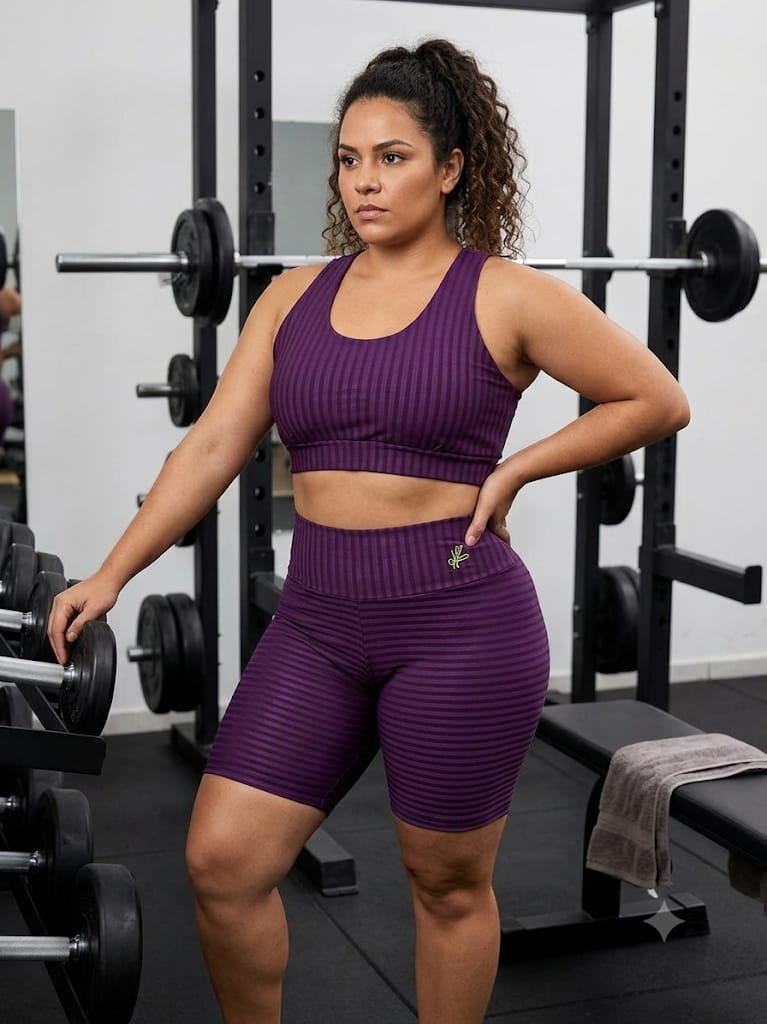 Conjunto Fitness Feminino 3D Roxinho M G Outlet Roxinho